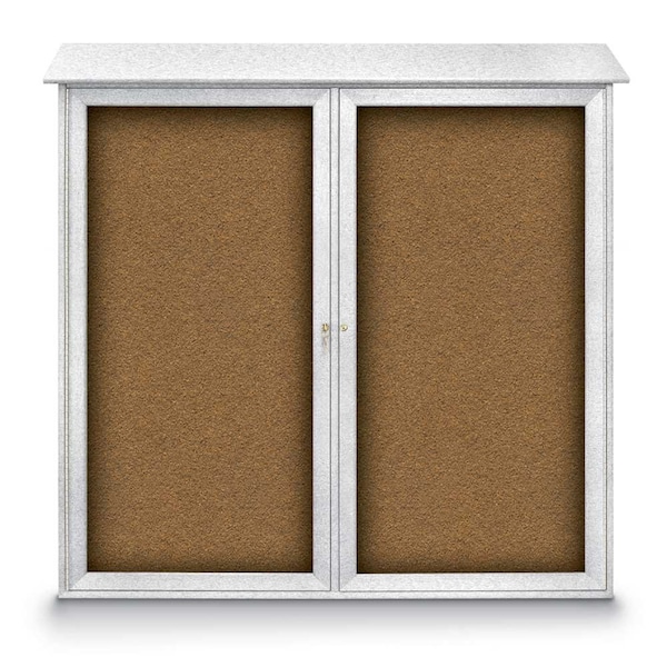 Indoor Enclosed Combo Board, 48"x36", Satin Frame/Black & Buff